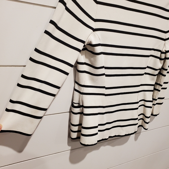 Pink tartan xs cardigan white black stripe jacket office dressy fitted preppy - Picture 9 of 16